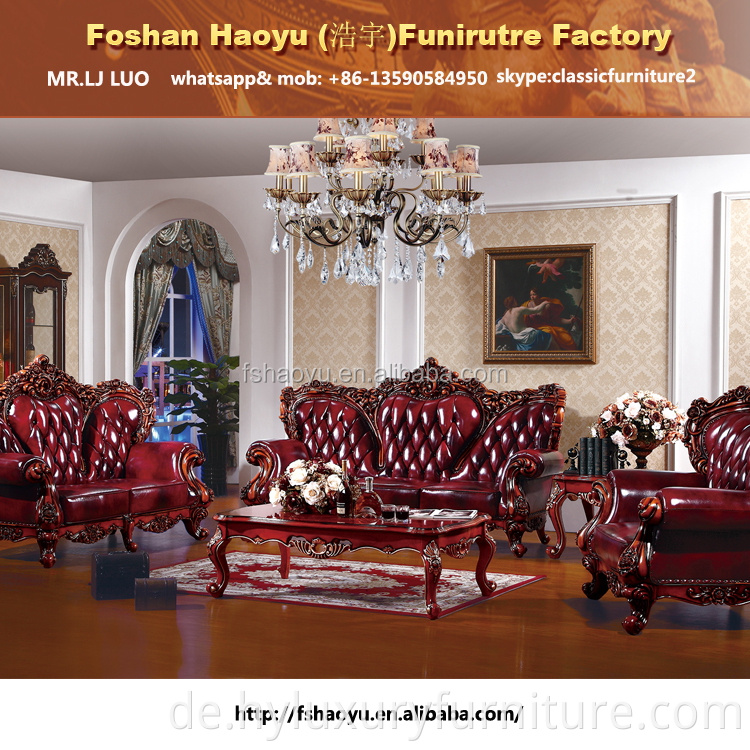 Königliche Dubai echtes Leder Sofa, Home Living Möbel Arabisches Sofa Antike Holz Set European Style Schnittsofa 1set 25-30 Tage